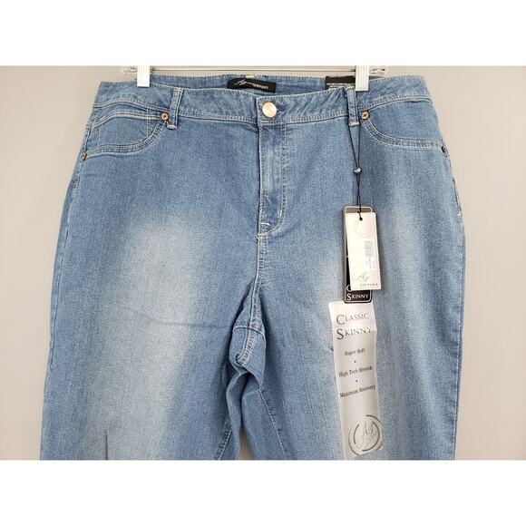 NEW SIZE 18W - A3 Denim Distressed Classic Skinny Jeans Stretch - Picture 2 of 5